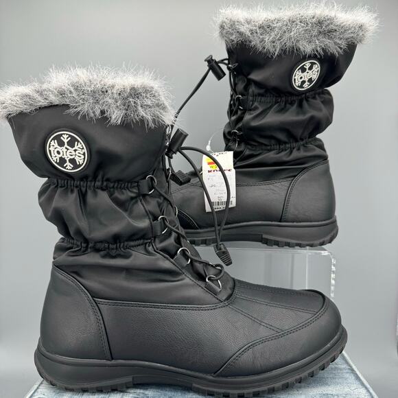 totes April Women’s Water-Resistant Snow Boots Black Size 10 - Picture 1 of 10